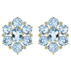Nina Zhou Aquamarine Diamond Cluster Earrings