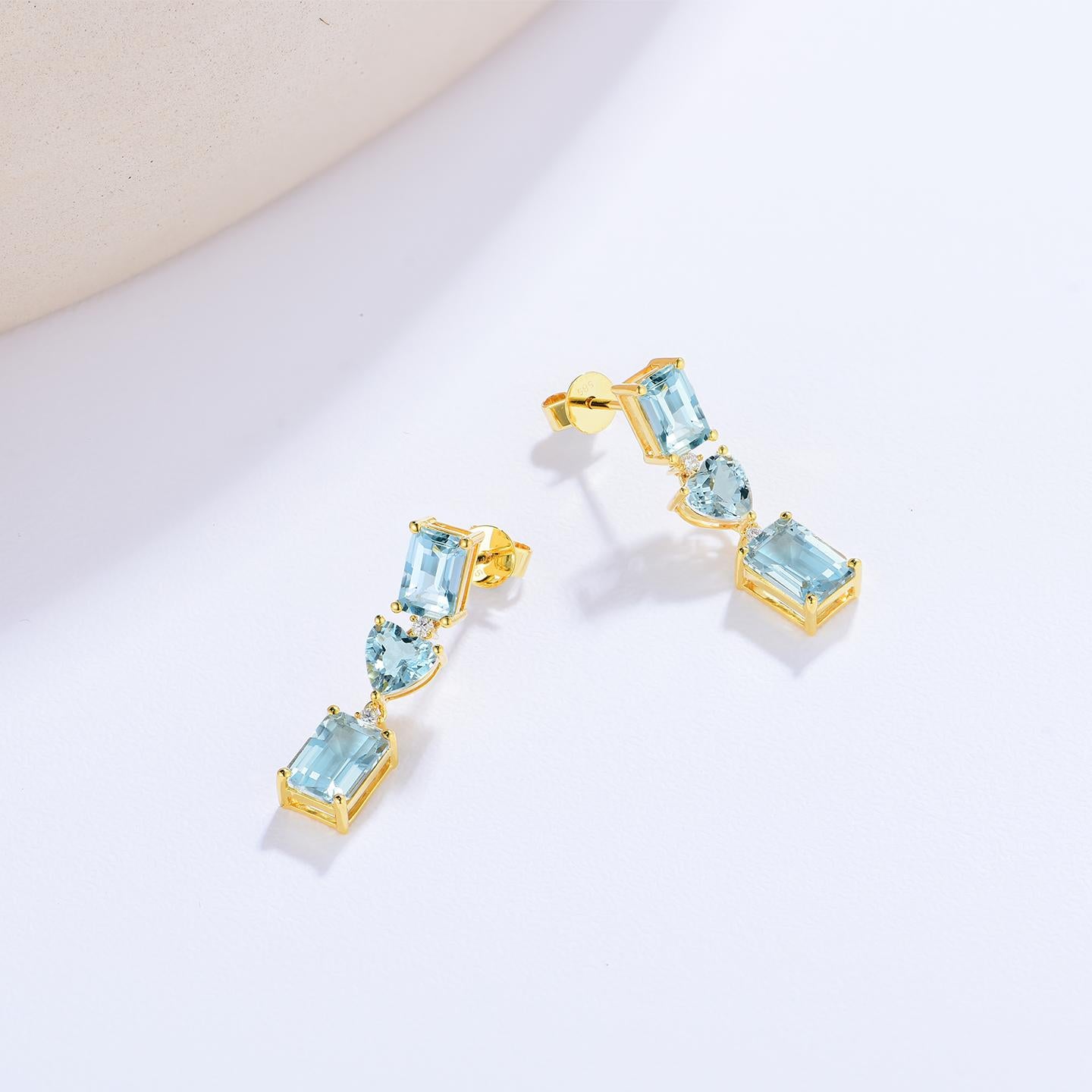 Pendientes Gota Diamante Aguamarina Nina Zhou Moderno en venta