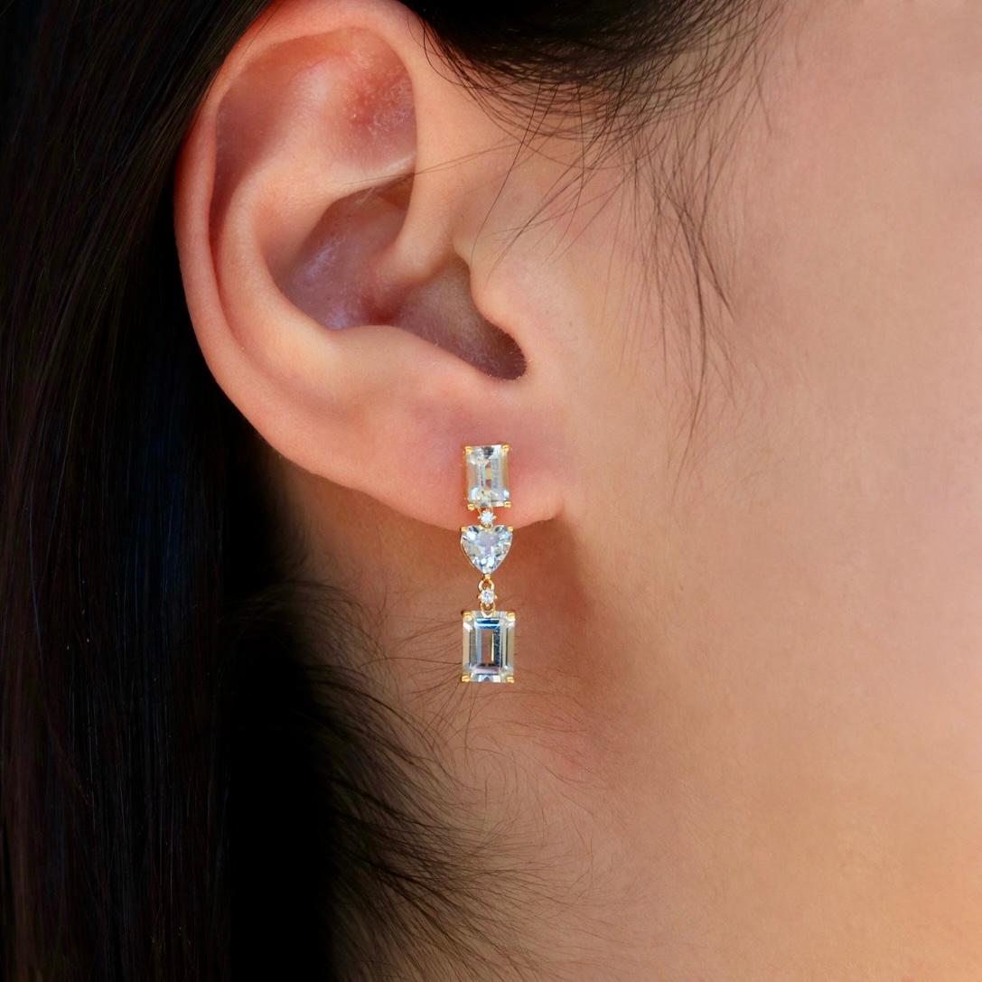 Pendientes Gota Diamante Aguamarina Nina Zhou en Nuevo estado para la venta en Rowland Heights, CA