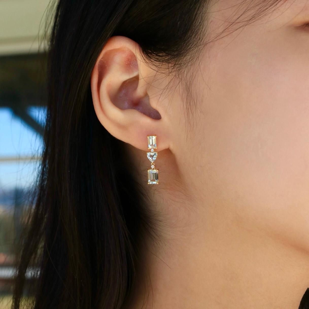 De las mujeres Pendientes Gota Diamante Aguamarina Nina Zhou en venta