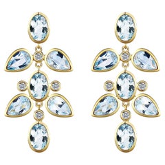 Nina Zhou Aquamarine Diamond Drop Earrings