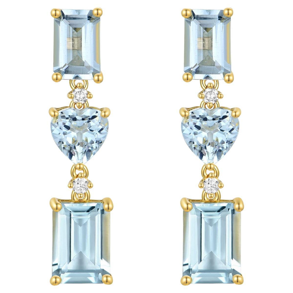 Nina Zhou Aquamarine Diamond Drop Earrings