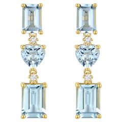 Nina Zhou - Orecchini a goccia con diamante e acquamarina