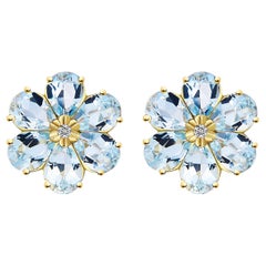 Nina Zhou Aquamarine Diamond Flora Blossom Earrings