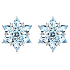 Nina Zhou Schneeflocken-Ohrringe mit Aquamarin und Diamant