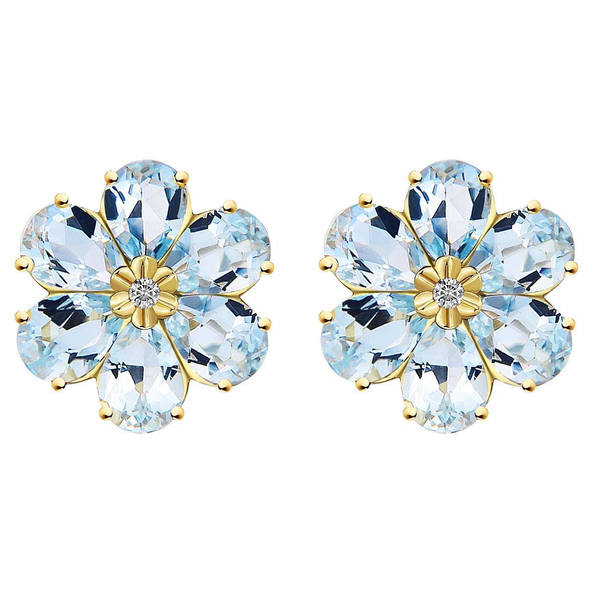 Nina Zhou Aquamarine Diamond Wildflower Earrings