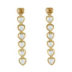 Nina Zhou Aquamarine Gold Heart Drop Earrings