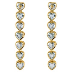 Nina Zhou Aquamarine Gold Heart Drop Earrings