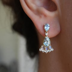 Nina Zhou 2.74ctw Aquamarine Moonstone Diamond Drop Earrings