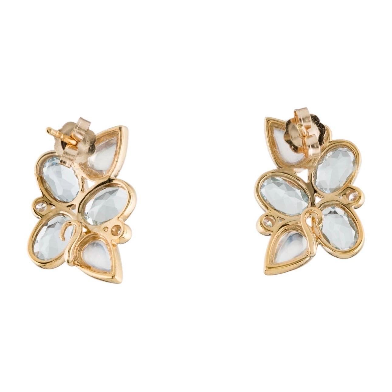 Arts and Crafts Nina Zhou Aquamarine Moonstone Diamond Earrings For Sale