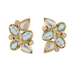 Nina Zhou Aquamarine Moonstone Diamond Earrings