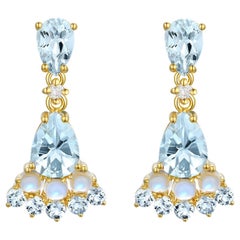 Nina Zhou Aquamarine Moonstone diamond Earrings