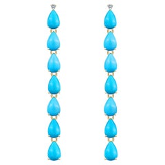Nina Zhou Blue Turquoise Diamond Drop Earrings