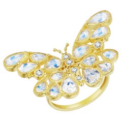 Nina Zhou Butterfly Moonstone Diamond Cocktail Ring