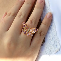 Nina Zhou Butterfly Pink Sapphire Diamond Cocktail Ring