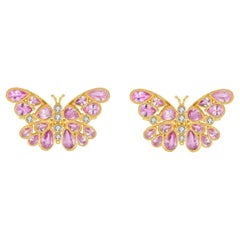 Nina Zhou Butterfly Pink Sapphire Diamond Earrings