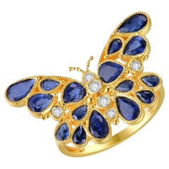 Nina Zhou Butterfly Sapphire Diamond Cocktail Ring