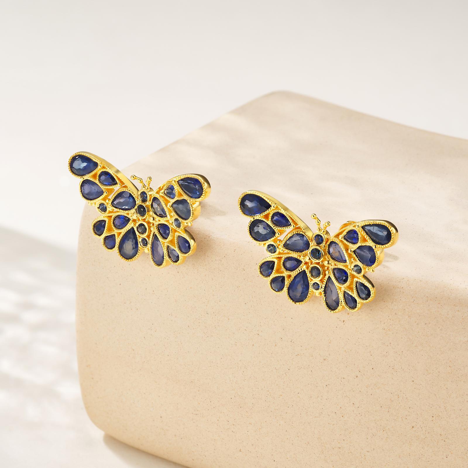 Pear Cut Nina Zhou Butterfly Sapphire Earrings For Sale