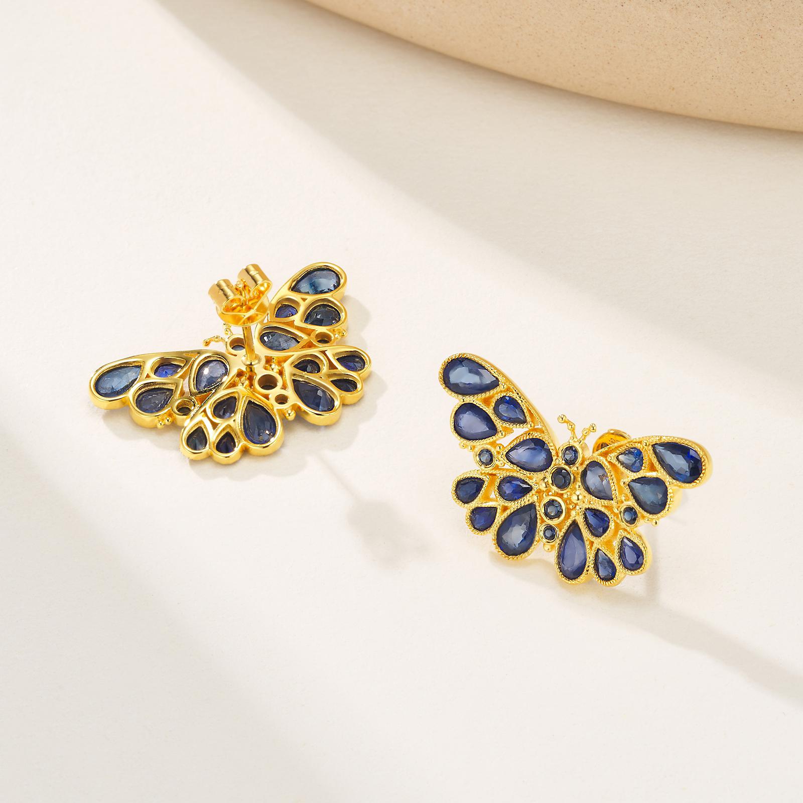 Nina Zhou Butterfly Sapphire Earrings In New Condition For Sale In Rowland Heights, CA