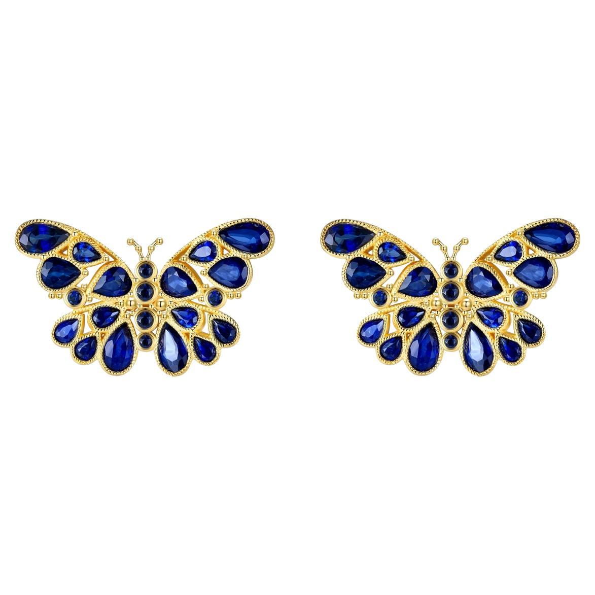 Nina Zhou Butterfly Sapphire Earrings For Sale