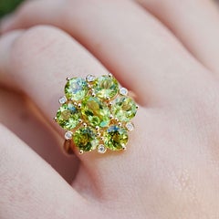 Nina Zhou Celestial 3.86ctw Peridot & Diamond Cocktail Ring