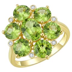 Nina Zhou Celestial 3.86ctw Peridot & Diamond Cocktail Ring