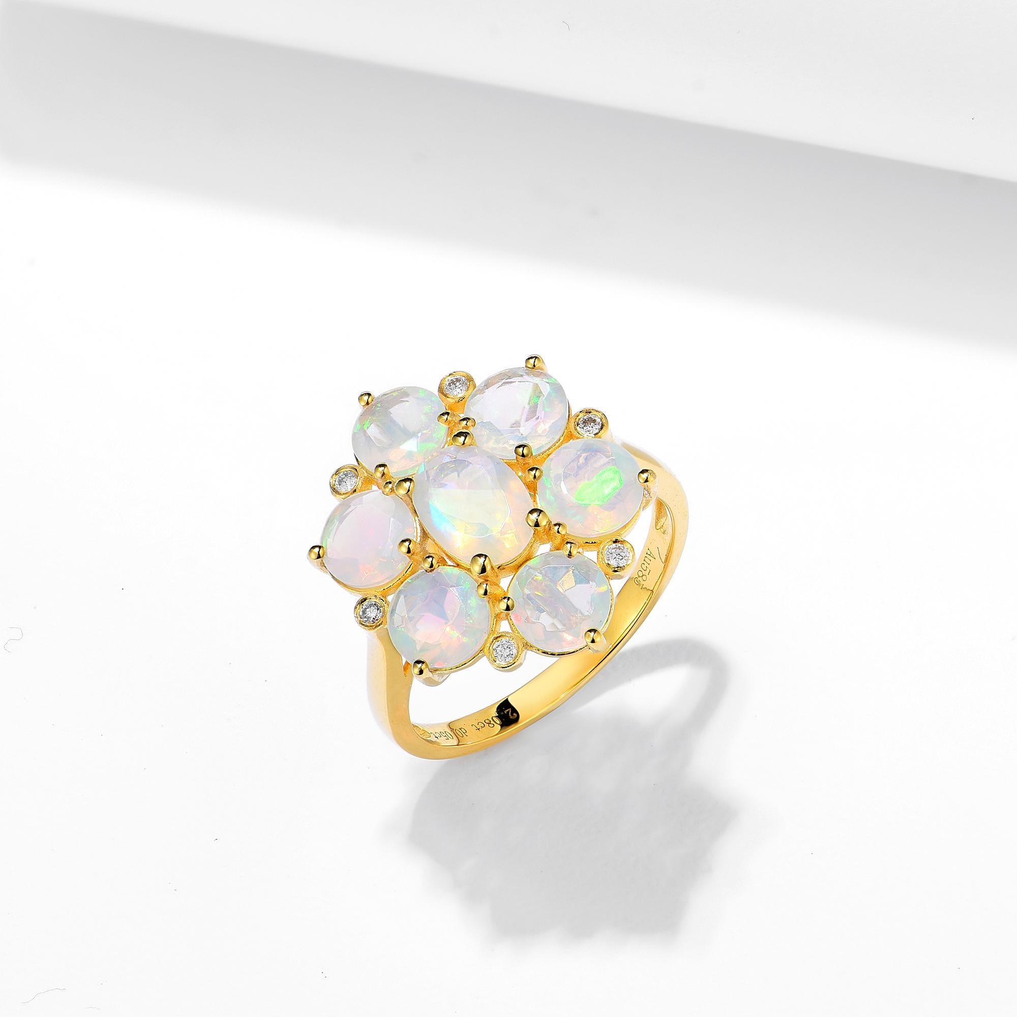 Nina Zhou Celestial Opal Diamant-Cocktailring (Brillantschliff) im Angebot