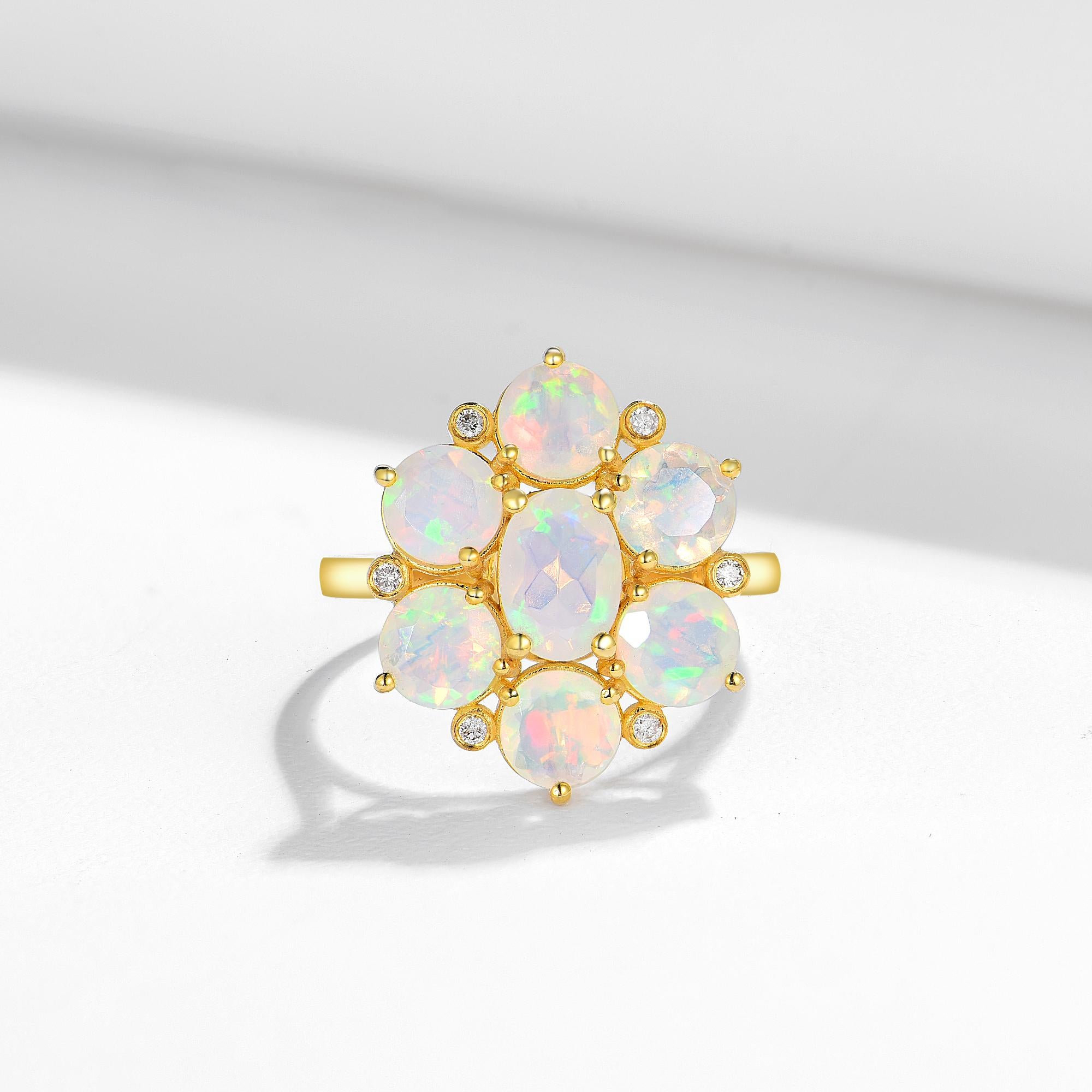 Nina Zhou Celestial Opal Diamant-Cocktailring im Zustand „Neu“ im Angebot in Rowland Heights, CA