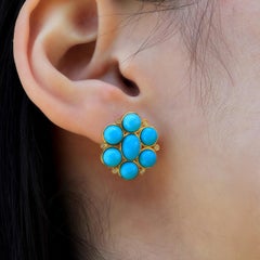 Nina Zhou Celestial Turquoise Diamond Cluster Earrings