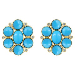 Nina Zhou Celestial Turquoise Diamond Cluster Earrings