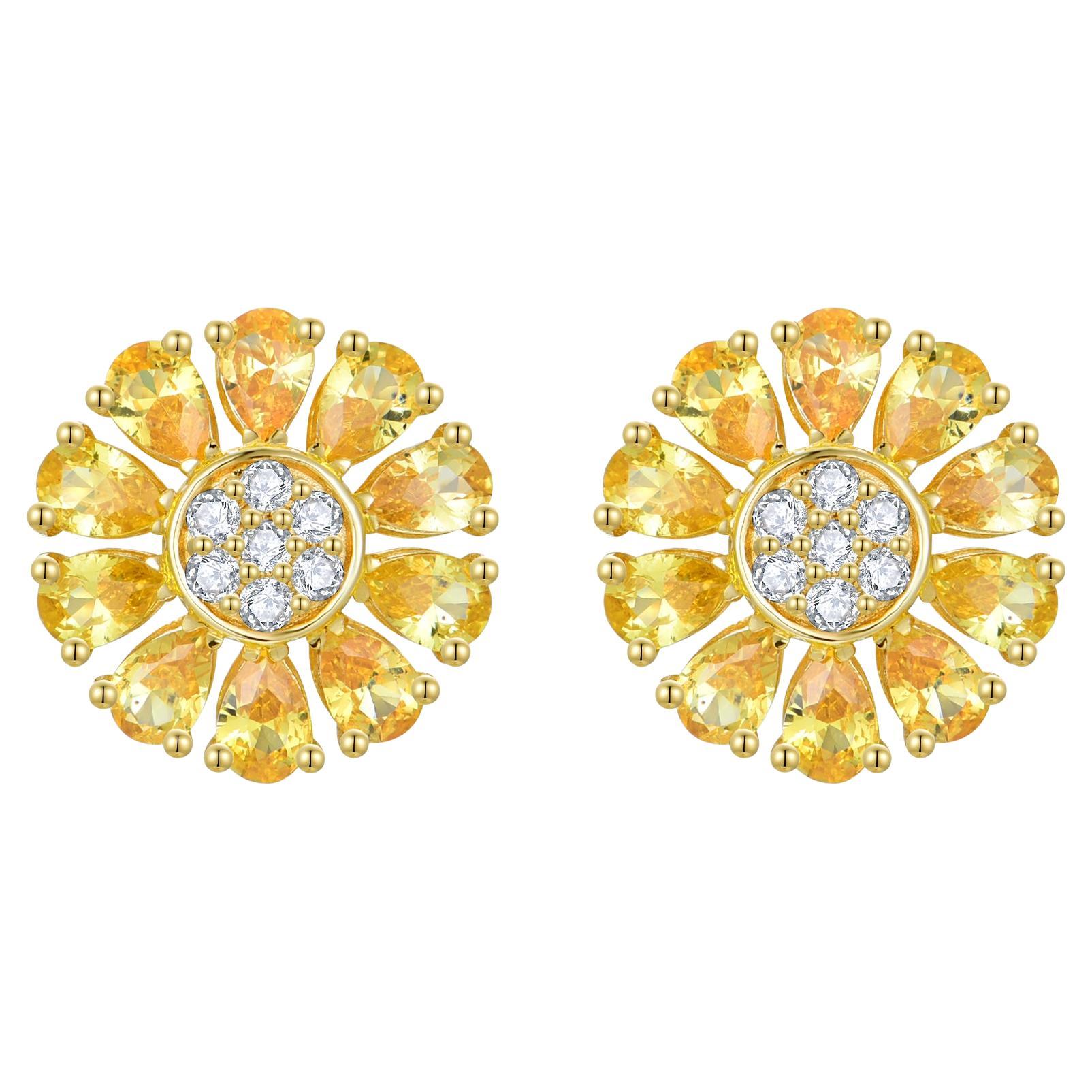 Nina Zhou Daisy Yellow Sapphire Diamond Birth Flower Earrings