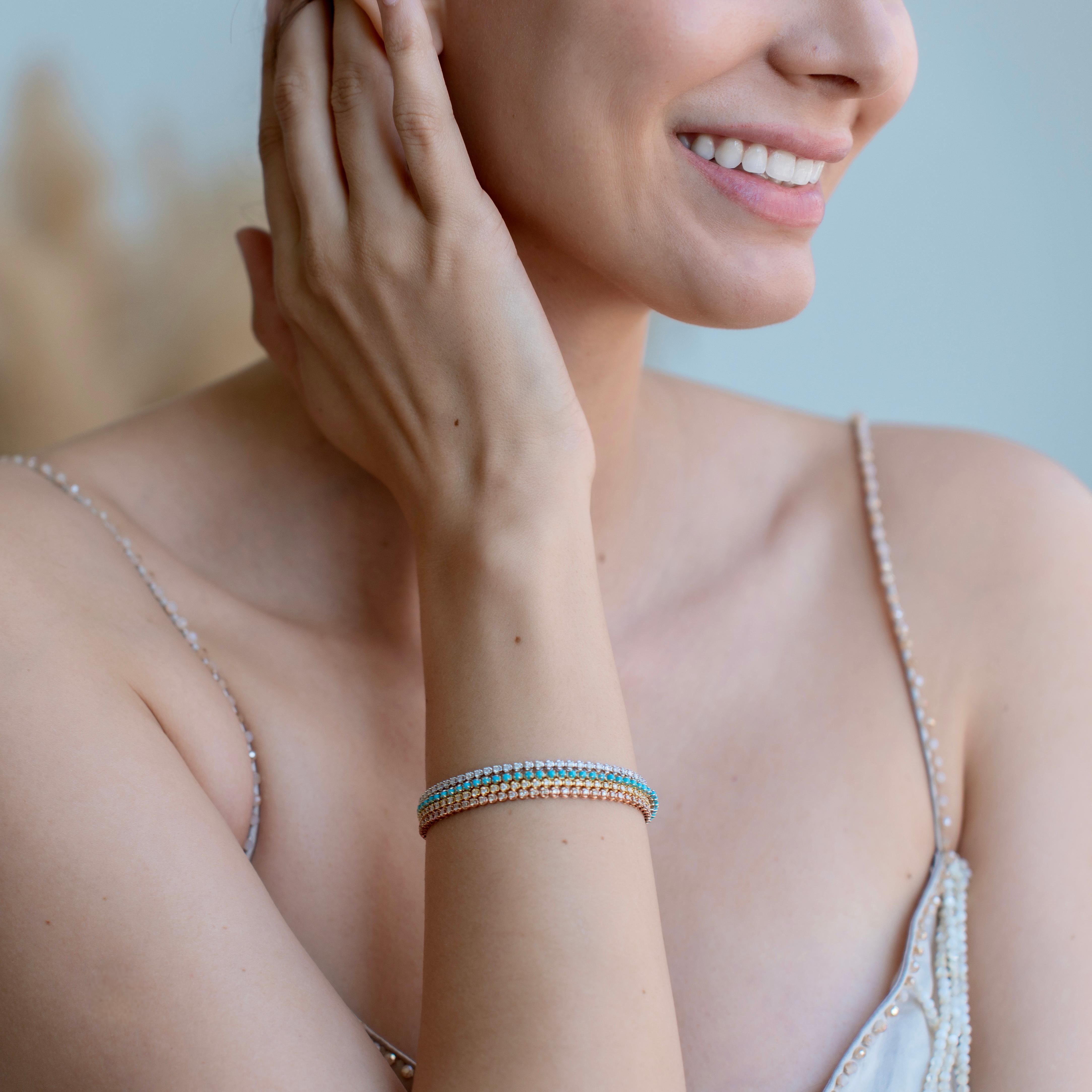 Nina Zhou Diamond Tennis Bracelet in 18k Gold 7