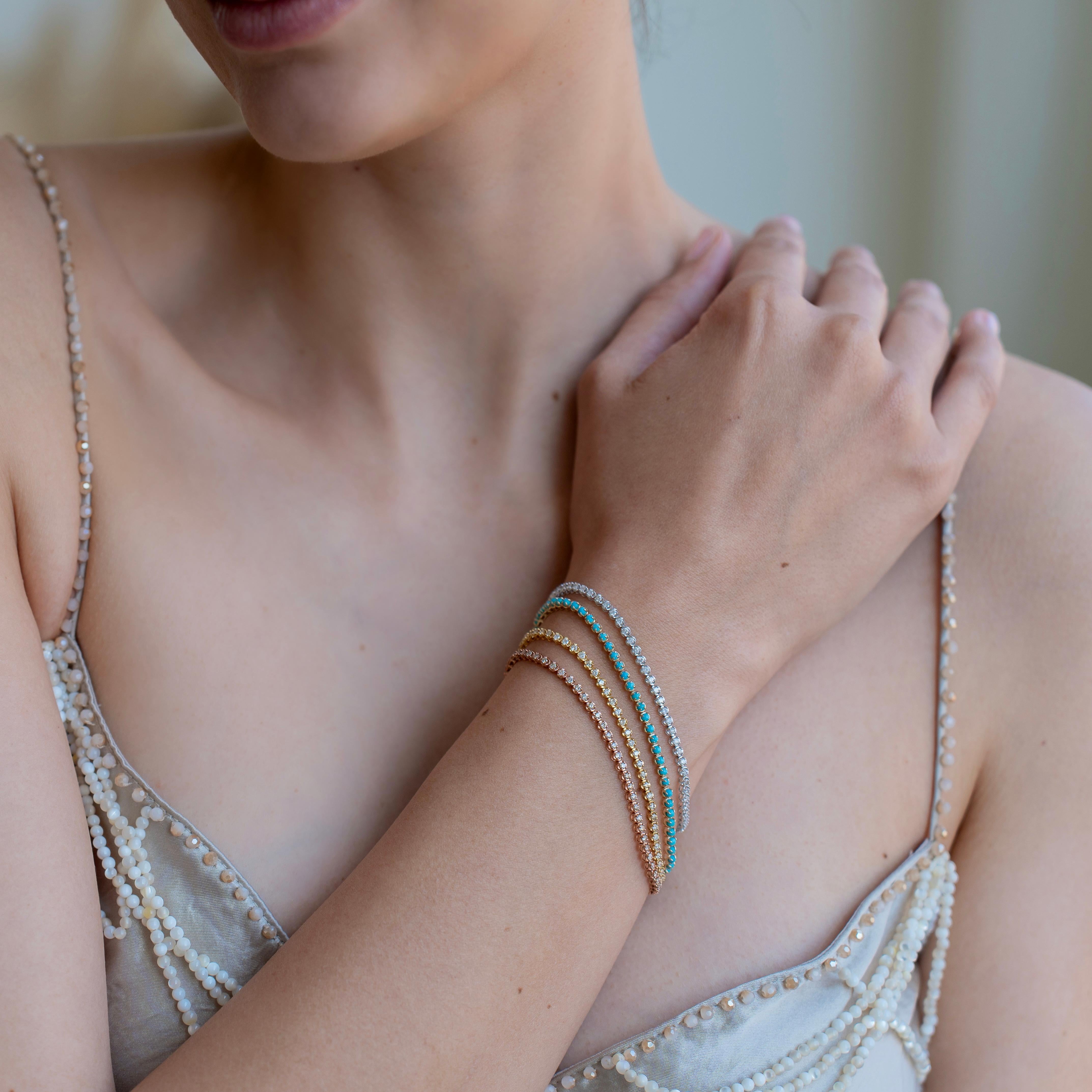 Bracciale tennis con diamanti Nina Zhou in oro giallo 18 carati In condizioni Nuovo a Rowland Heights, CA