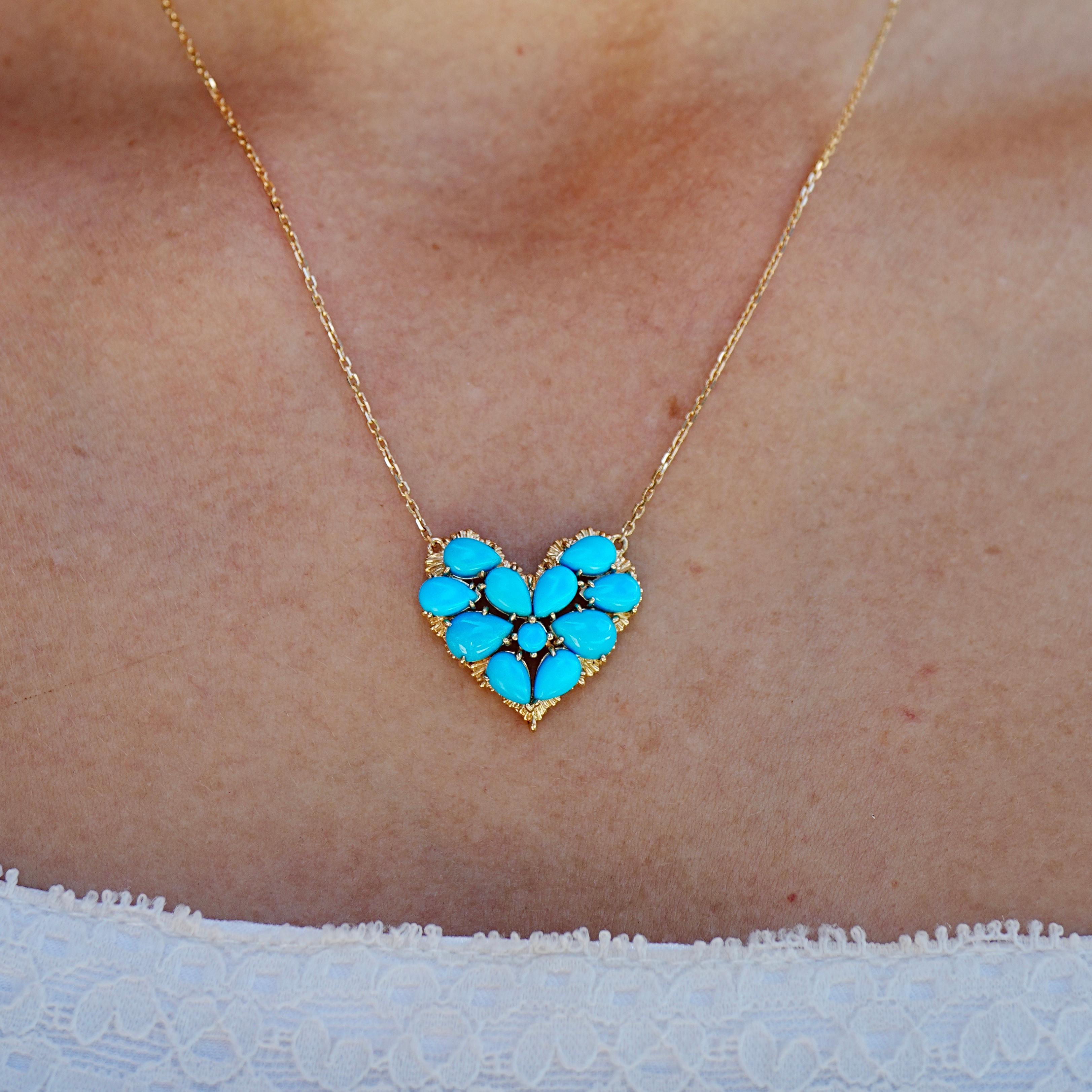 De las mujeres Collar Colgante Corazón Turquesa Fantasía Nina Zhou 4.40ctw en venta