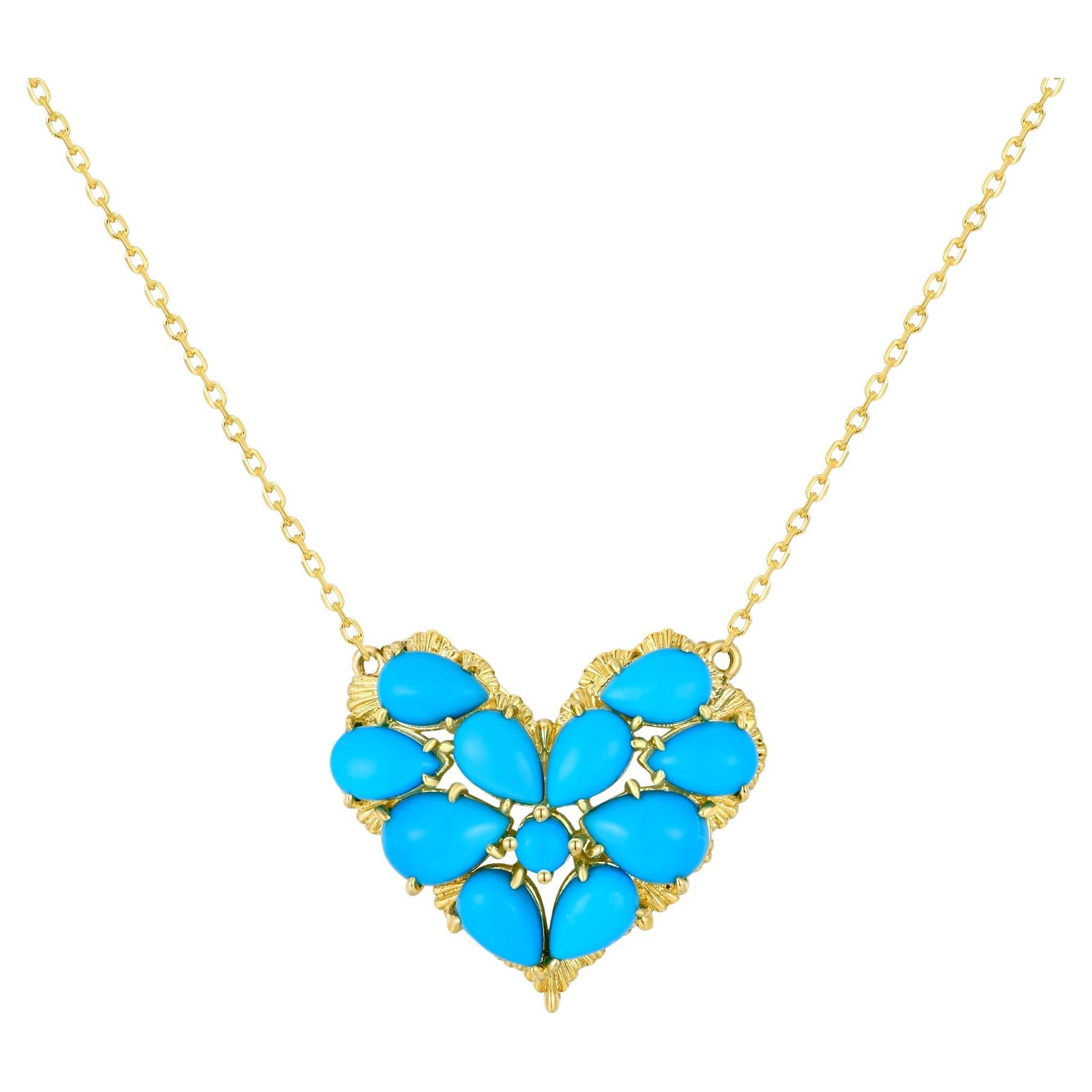 Collar Colgante Corazón Turquesa Fantasía Nina Zhou 4.40ctw