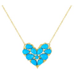 Collar Colgante Corazón Turquesa Fantasía Nina Zhou 4.40ctw