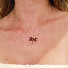 Nina Zhou Fantasy 6.50ctw Natural Rhodolite Heart Pendant Necklace