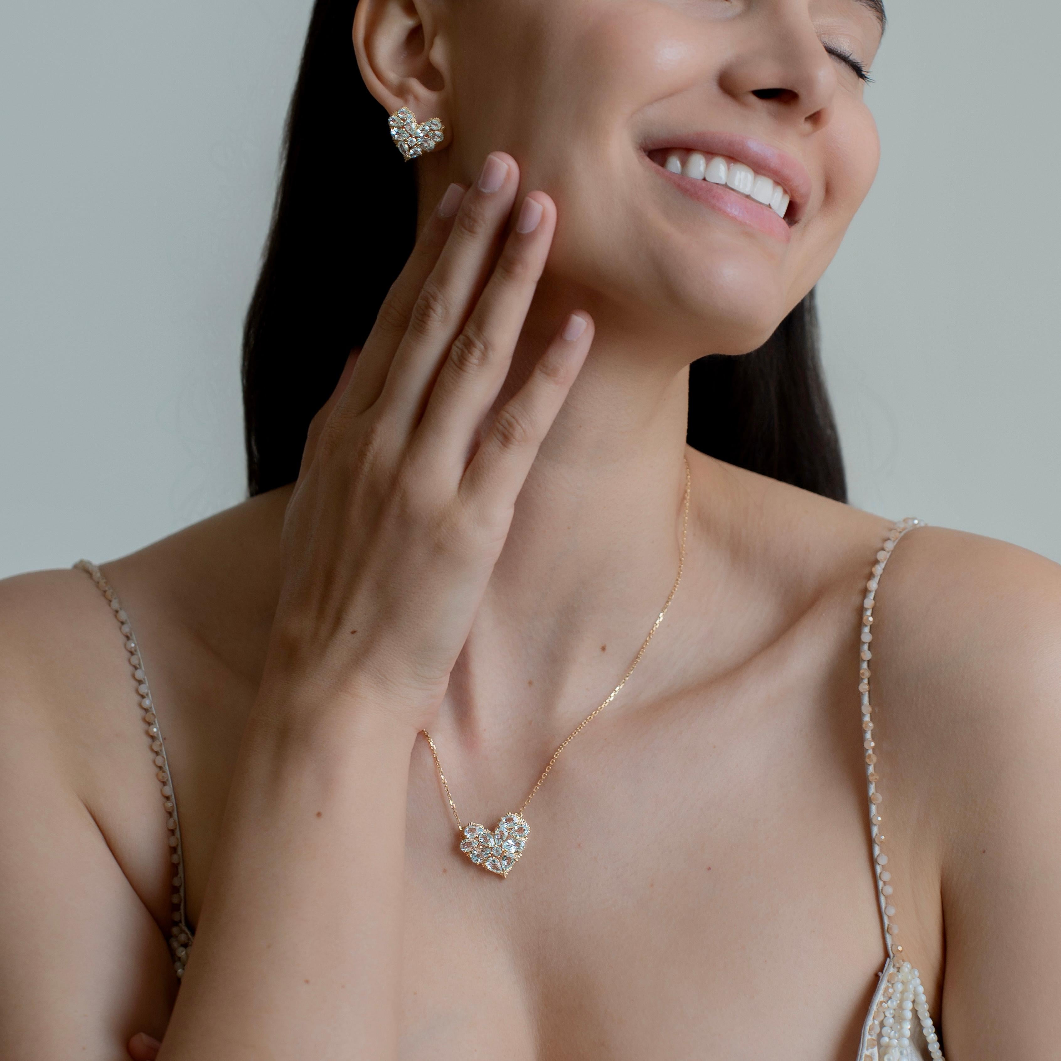 Nina Zhou Fantasy Heart Aquamarine Earrings For Sale 4