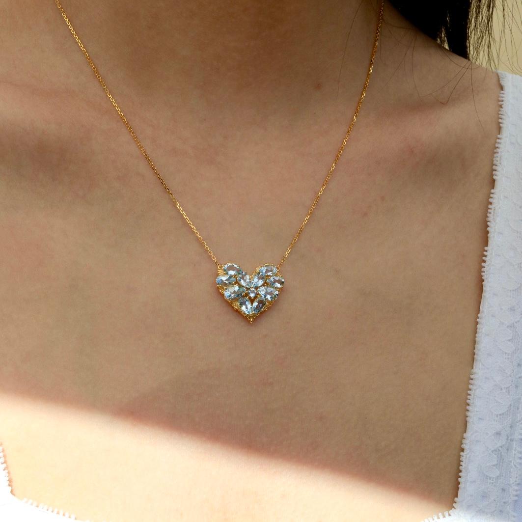 Women's Nina Zhou Fantasy Aquamarine Heart Pendant