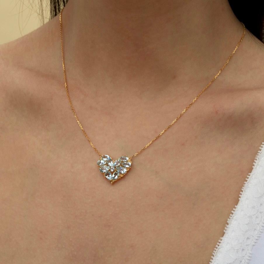 Nina Zhou Fantasy Aquamarine Heart Pendant 1