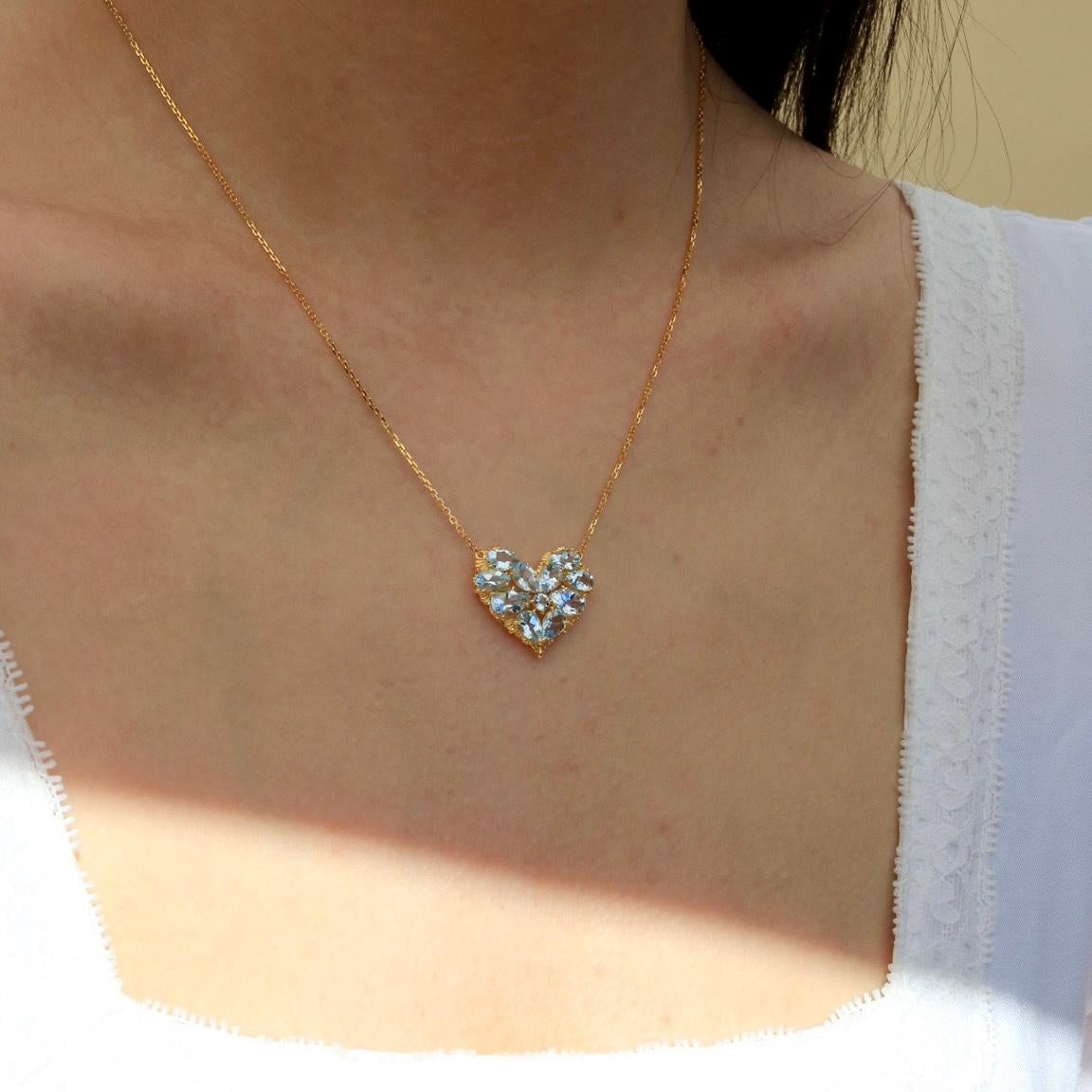 Nina Zhou Fantasy Aquamarine Heart Pendant 2