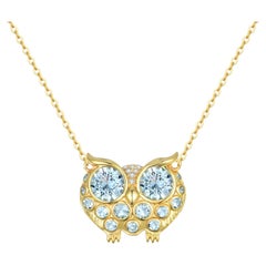 Nina Zhou Fantasy Aquamarine Owl Pendant
