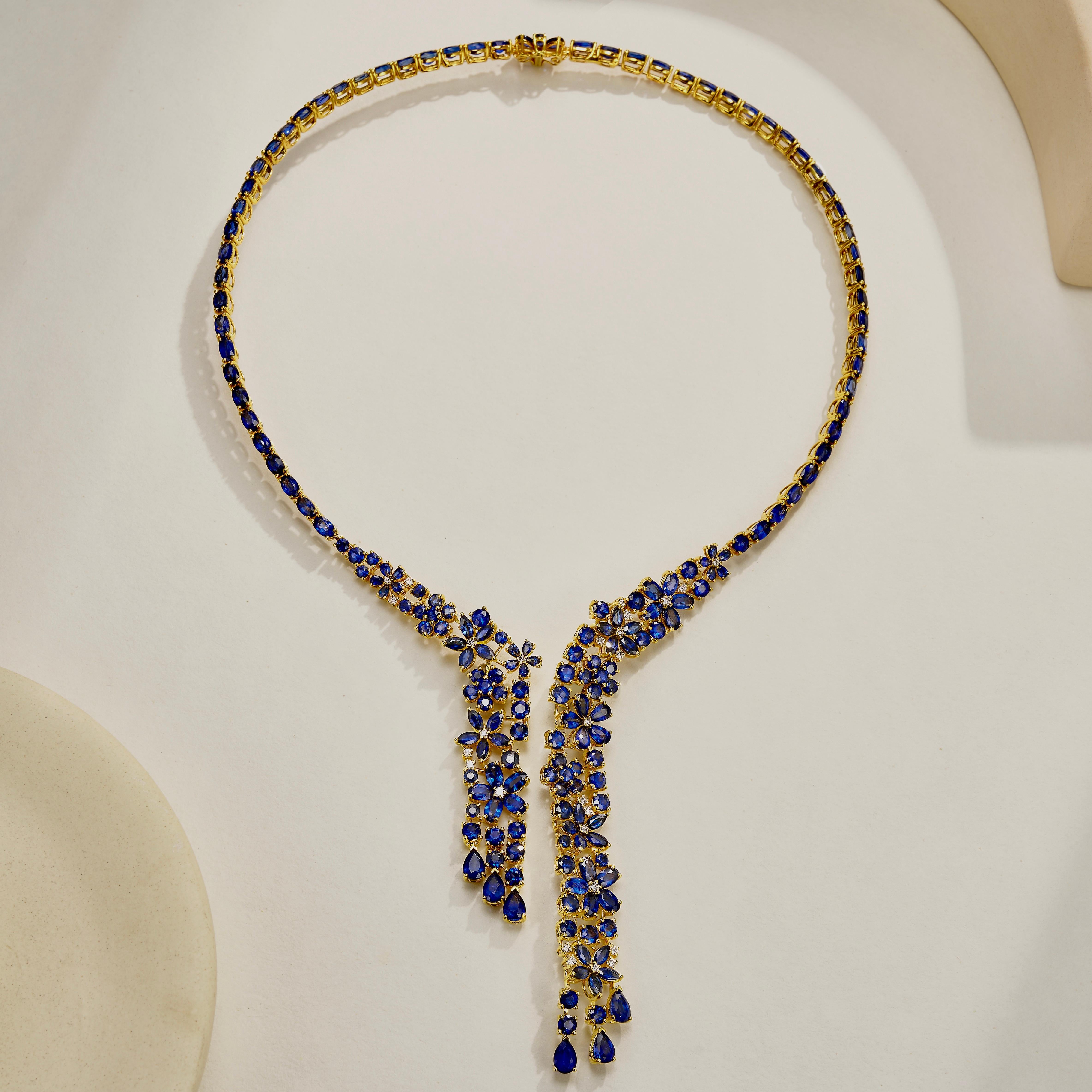 Moderno Nina Zhou Galaxy 52.0ctw Collana con zaffiro e diamante in vendita