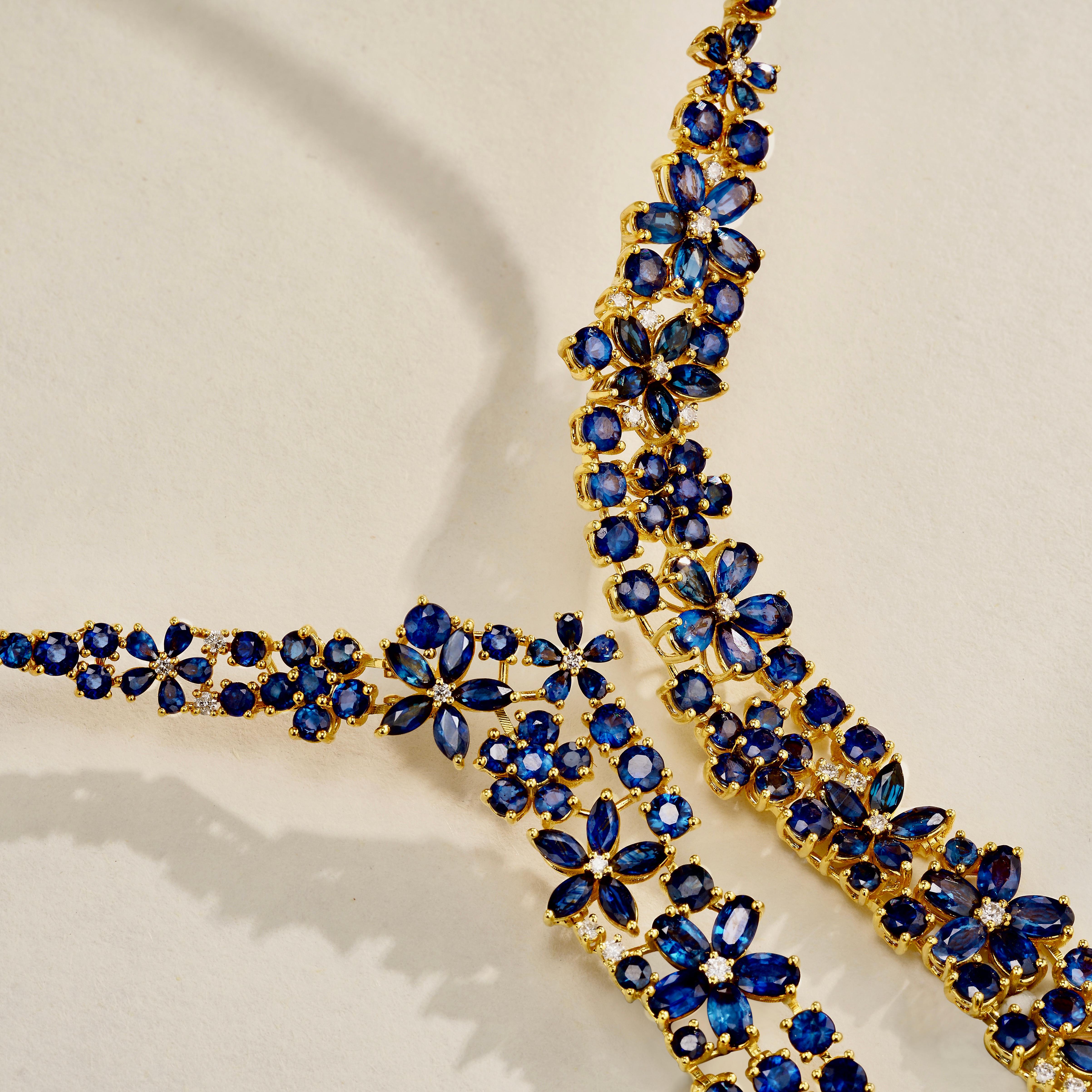 Nina Zhou Galaxy 52.0ctw Collana con zaffiro e diamante In condizioni Nuovo in vendita a Rowland Heights, CA