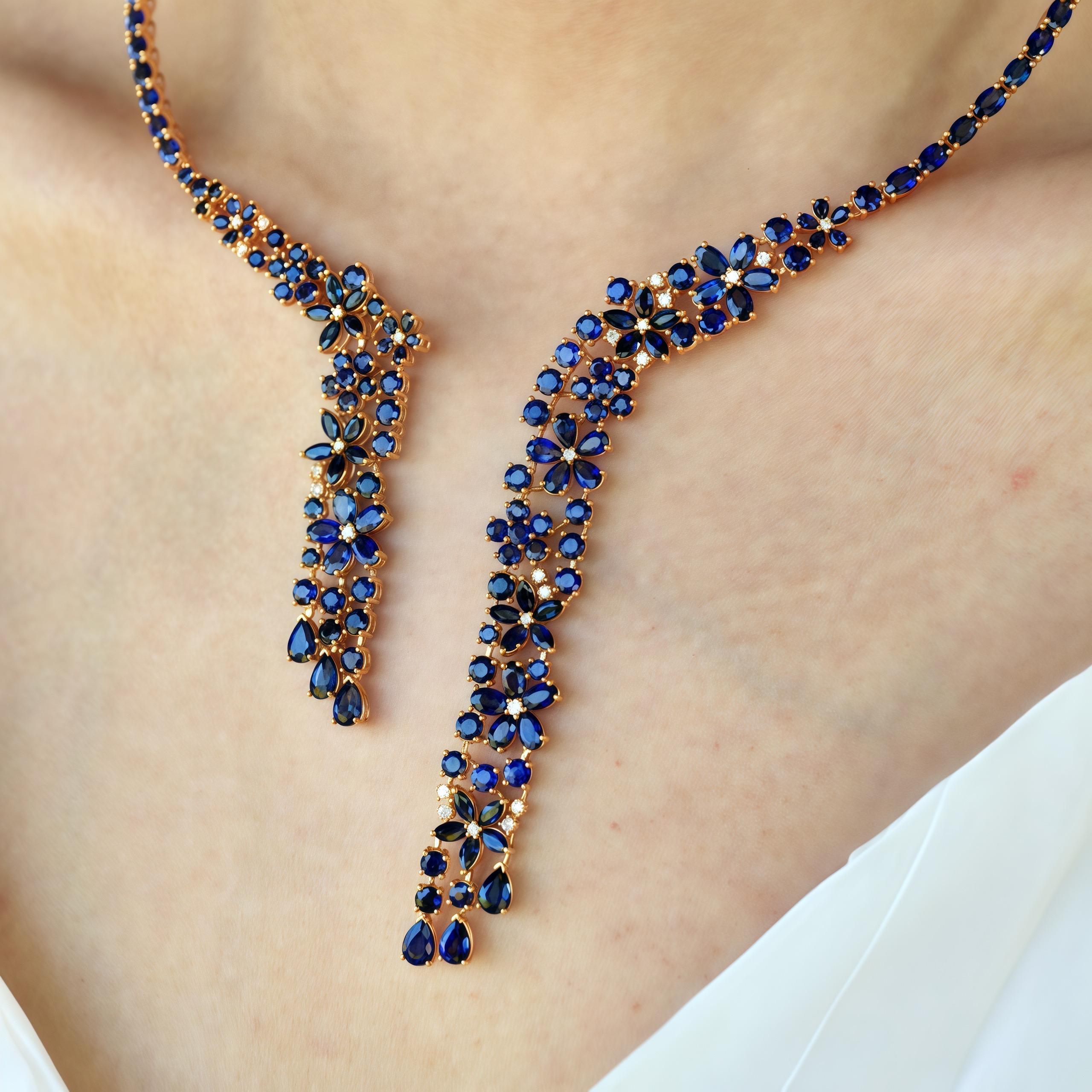 Donna Nina Zhou Galaxy 52.0ctw Collana con zaffiro e diamante in vendita