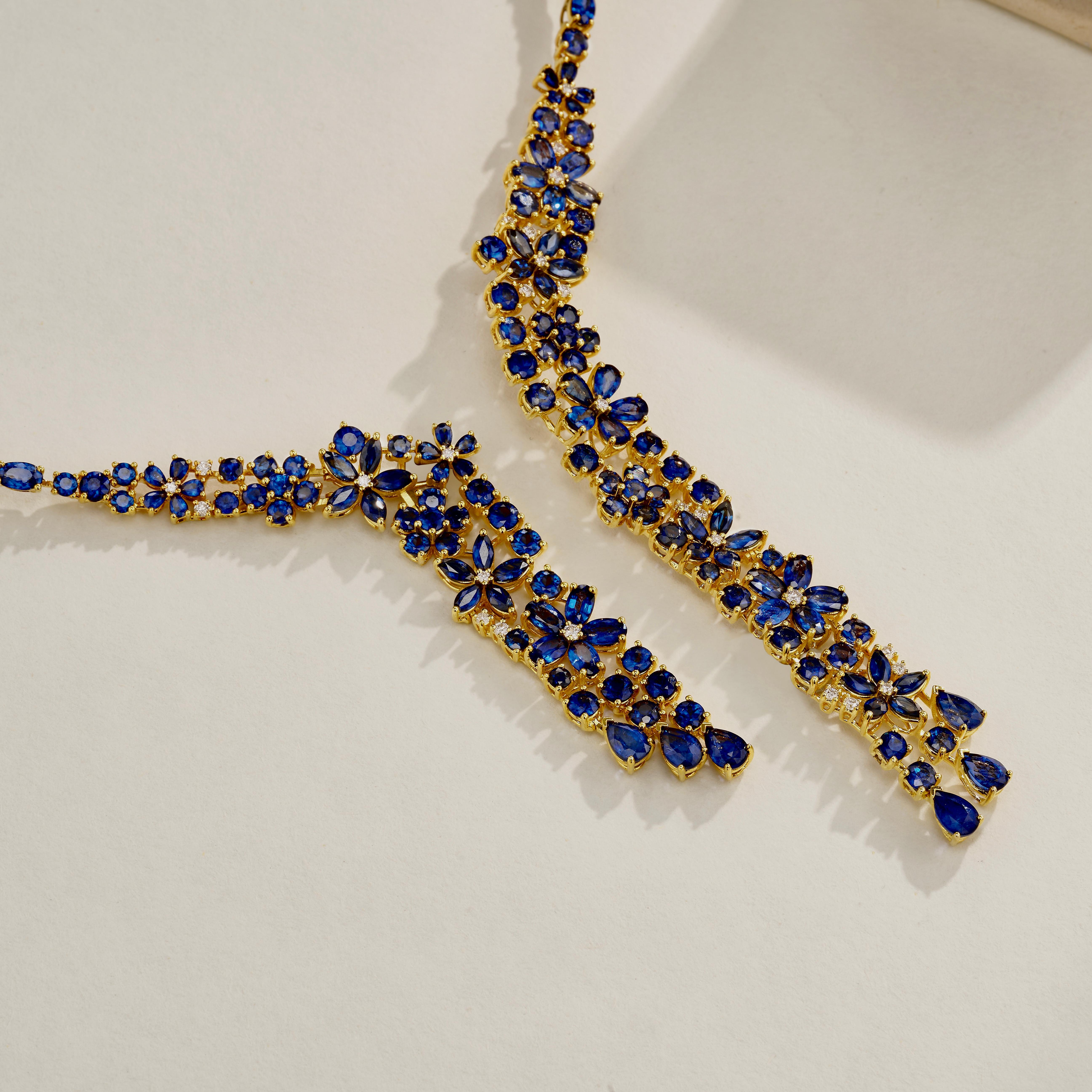 Nina Zhou Galaxy 52.0ctw Collana con zaffiro e diamante in vendita 3