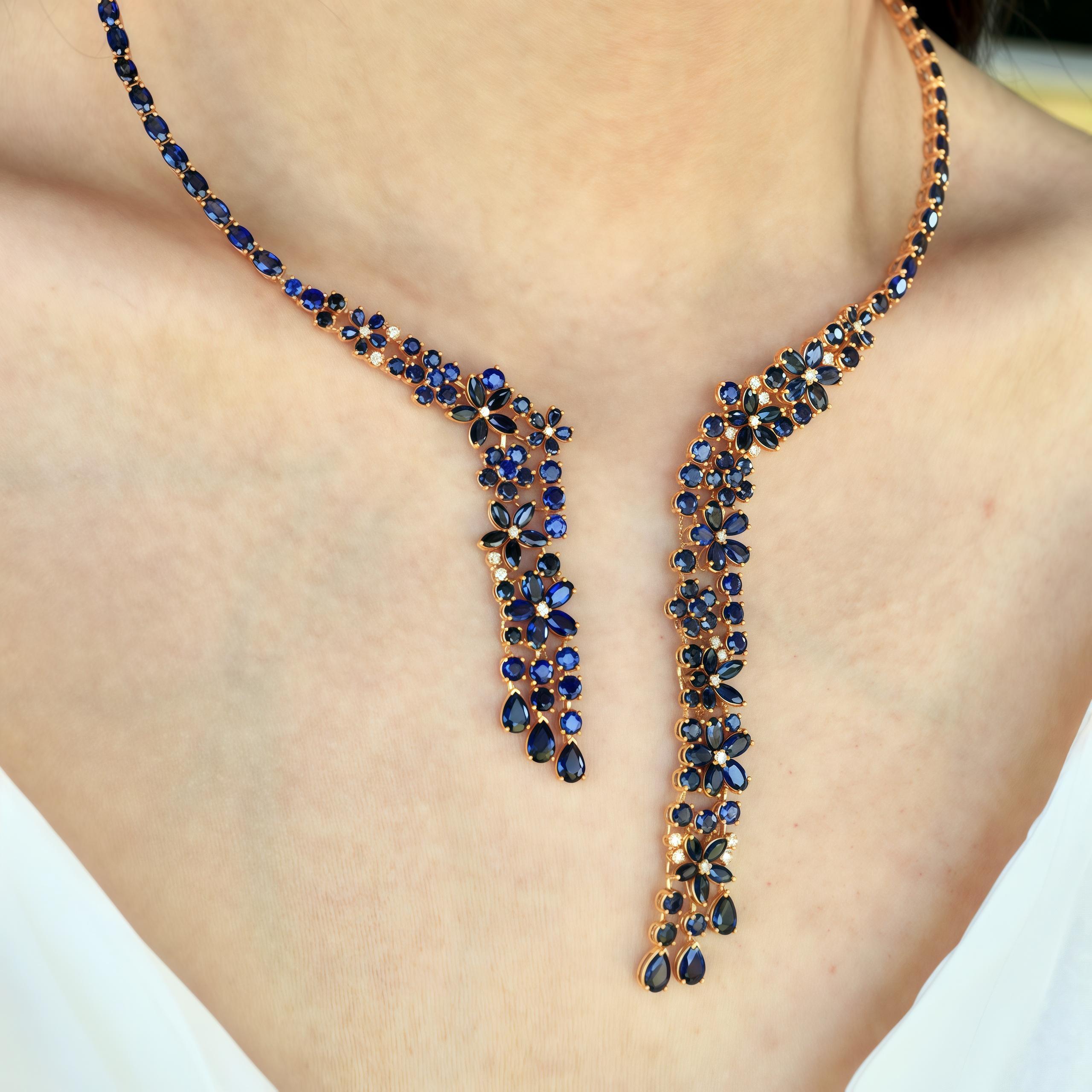 Nina Zhou Collana con diamanti e zaffiri Galaxy in vendita 1