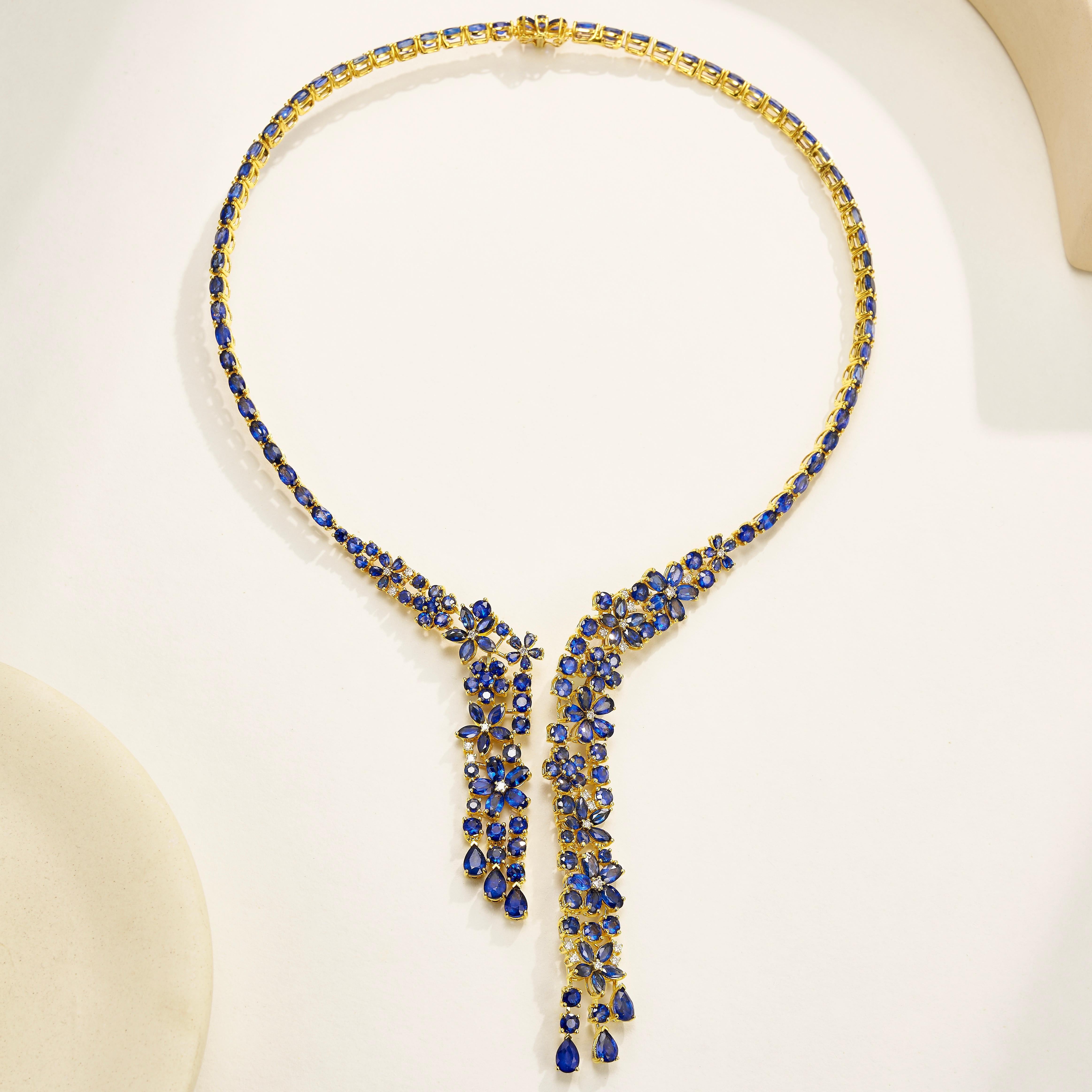 Nina Zhou Galaxy Sapphire Diamond Statement Collier en or 18 carats Neuf - En vente à Rowland Heights, CA