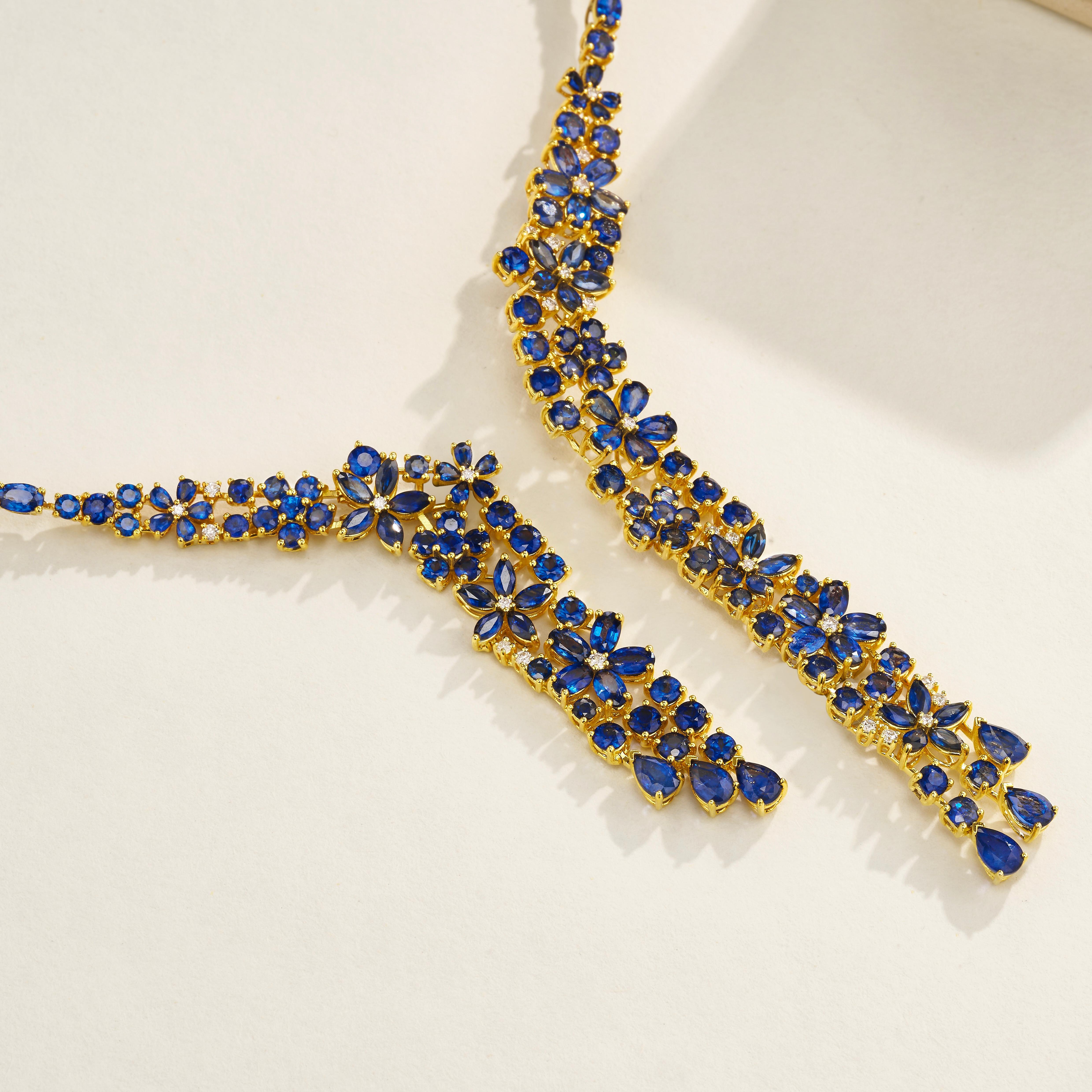 Nina Zhou Galaxy Sapphire Diamond Statement Collier en or 18 carats en vente 3
