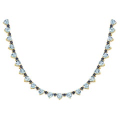 Nina Zhou Corazón Aguamarina Zafiro Diamante Collar Tenis